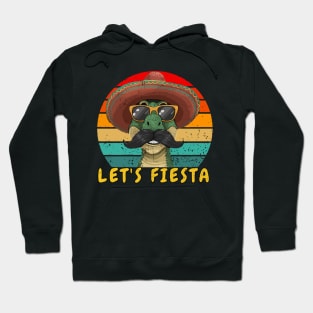 Let's Fiesta Mexican wearing Dino Trex wearing sunglasses Cinco De Mayo  Boys Hoodie